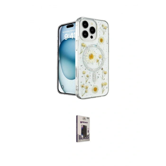 MARSİLYAN™- iPhone 16 Pro Kılıf Kozmos Doku - Siyah Bilvis Hayalet Cam Ekran Koruyucu