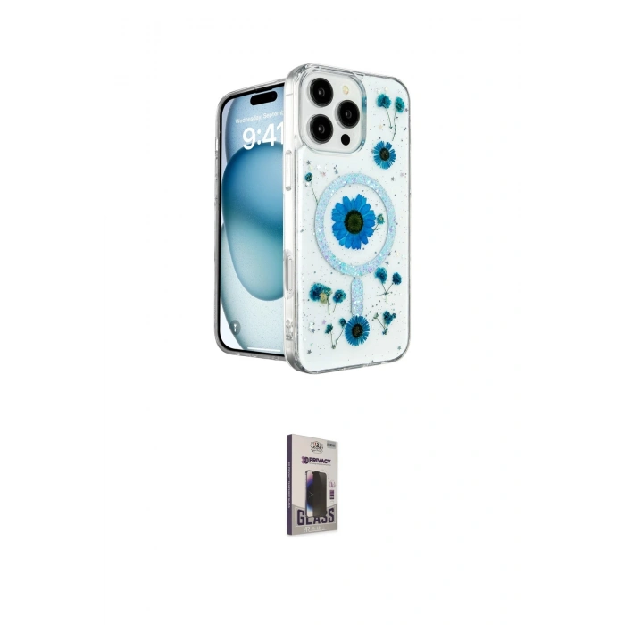 MARSİLYAN™- iPhone 16 Pro Kılıf Kozmos Doku - Siyah Bilvis Hayalet Cam Ekran Koruyucu
