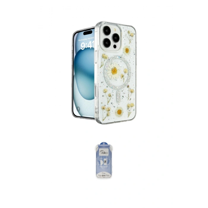 MARSİLYAN™- iPhone 16 Pro Kılıf Kozmos Doku - Siyah Joko Magic 5D Cam
