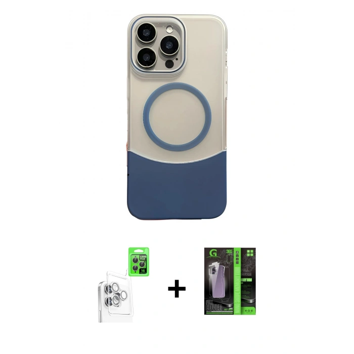 MARSİLYAN™- iPhone 16 Pro Kılıf Kozmos Form Özel Seri - Şeffaf 360 Full Body Arka Koruyucu + Raze Metal Kamera Lens - BZ
