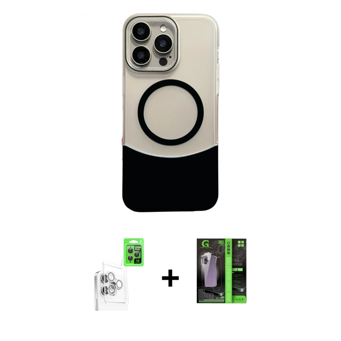 MARSİLYAN™- iPhone 16 Pro Kılıf Kozmos Form Özel Seri - Şeffaf 360 Full Body Arka Koruyucu + Raze Metal Kamera Lens - BZ