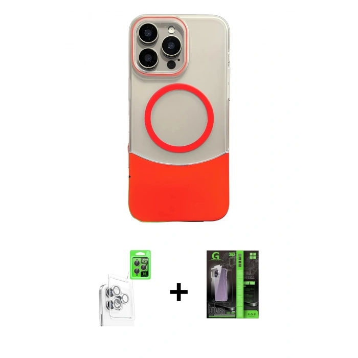 MARSİLYAN™- iPhone 16 Pro Kılıf Kozmos Form Özel Seri - Şeffaf 360 Full Body Arka Koruyucu + Raze Metal Kamera Lens - BZ
