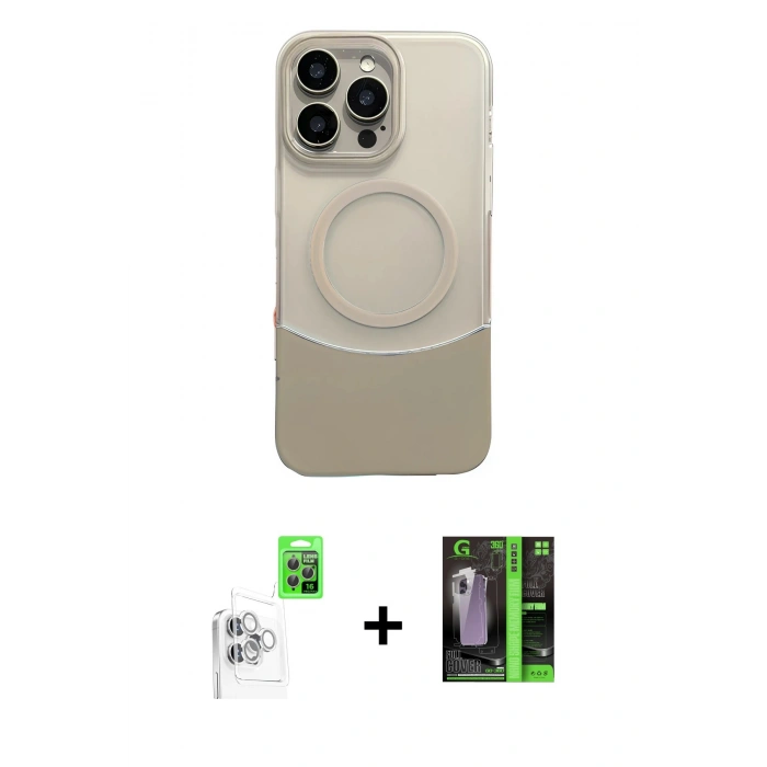 MARSİLYAN™- iPhone 16 Pro Kılıf Kozmos Form Özel Seri - Şeffaf 360 Full Body Arka Koruyucu + Raze Metal Kamera Lens - BZ