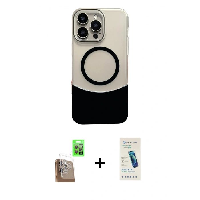 MARSİLYAN™- iPhone 16 Pro Kılıf Kozmos Form Özel Seri - Şeffaf Pasifik Cam Ekran Koruyucu + Raze Metal Kamera Lens - CLTM