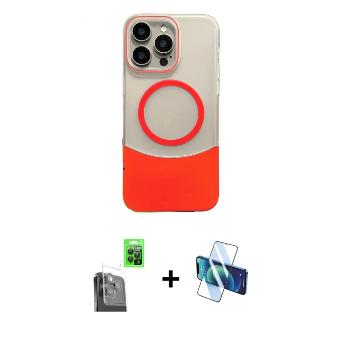 MARSİLYAN™- iPhone 16 Pro Kılıf Kozmos Form Özel Seri - Siyah 3D Antistatik Cam Ekran Koruyucu + Raze Metal Kamera Lens - SH