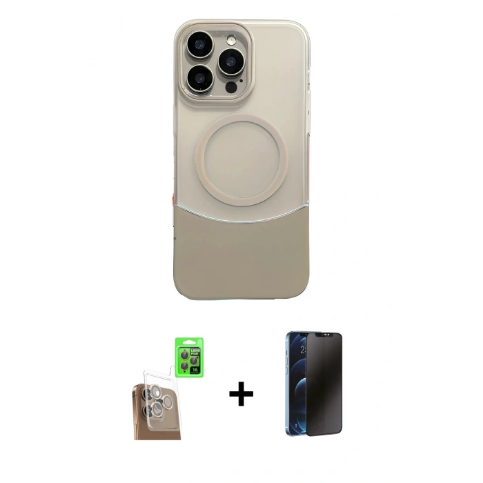 MARSİLYAN™- iPhone 16 Pro Kılıf Kozmos Form Özel Seri - Siyah 3D Antistatik Hayalet Cam Ekran Koruyucu + Raze Metal Kamera Lens - CLTM