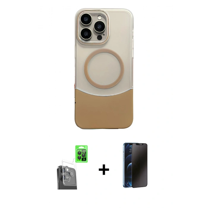 MARSİLYAN™- iPhone 16 Pro Kılıf Kozmos Form Özel Seri - Siyah 3D Antistatik Hayalet Cam Ekran Koruyucu + Siyah Raze Metal Kamera Lens