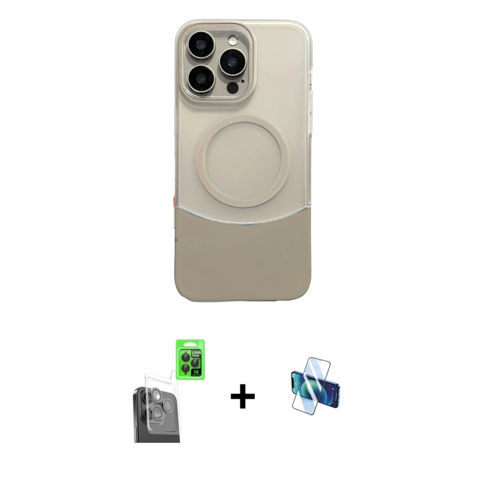 MARSİLYAN™- iPhone 16 Pro Kılıf Kozmos Form Özel Seri - Siyah 3D Antistatik Seramik Nano Ekran Koruyucu + Raze Metal Kamera Lens - SH