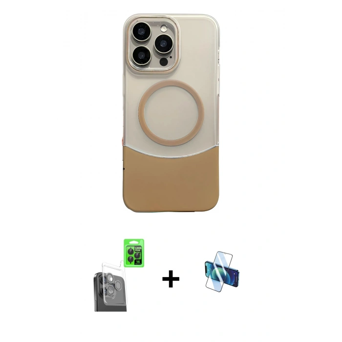 MARSİLYAN™- iPhone 16 Pro Kılıf Kozmos Form Özel Seri - Siyah 3D Antistatik Seramik Nano Ekran Koruyucu + Raze Metal Kamera Lens - SH