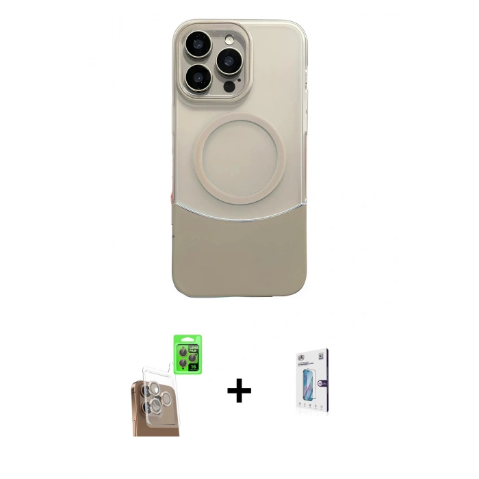 MARSİLYAN™- iPhone 16 Pro Kılıf Kozmos Form Özel Seri - Siyah Bilvis 0.18mm Plus Cam Ekran Koruyucu + Raze Metal Kamera Lens - CLTM