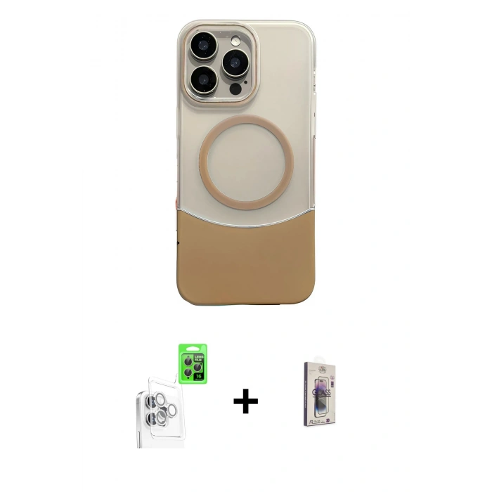 MARSİLYAN™- iPhone 16 Pro Kılıf Kozmos Form Özel Seri - Siyah Bilvis 3D Cam Ekran Koruyucu + Raze Metal Kamera Lens - BZ