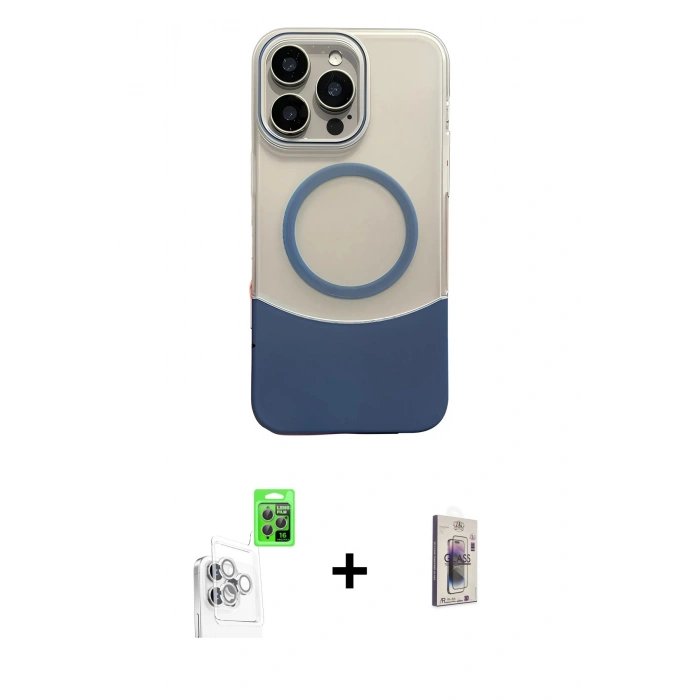 MARSİLYAN™- iPhone 16 Pro Kılıf Kozmos Form Özel Seri - Siyah Bilvis 3D Cam Ekran Koruyucu + Raze Metal Kamera Lens - BZ