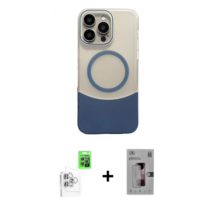 MARSİLYAN™- iPhone 16 Pro Kılıf Kozmos Form Özel Seri - Siyah Bilvis 3D Mat Cam Ekran Koruyucu + Raze Metal Kamera Lens - BZ