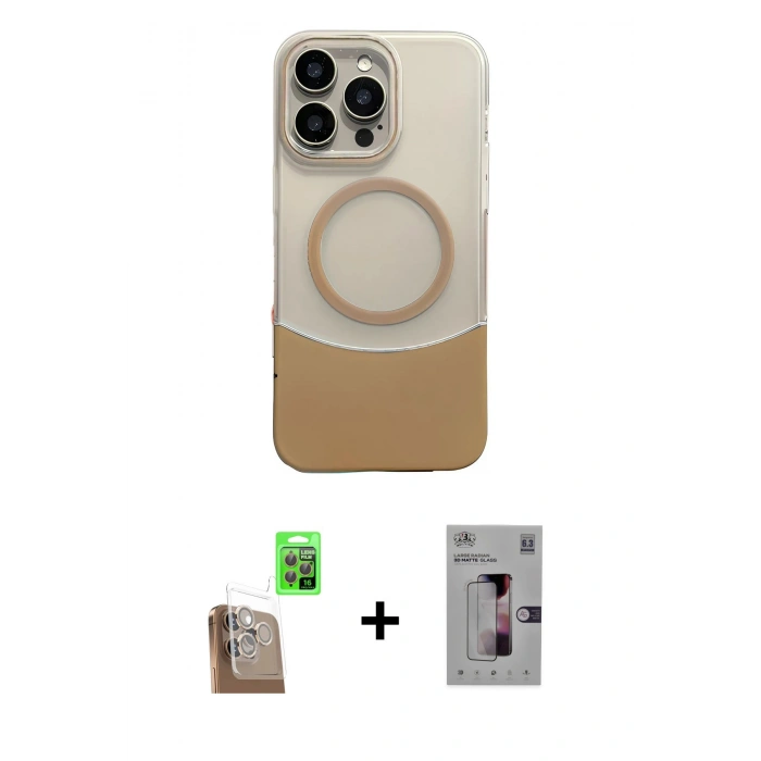 MARSİLYAN™- iPhone 16 Pro Kılıf Kozmos Form Özel Seri - Siyah Bilvis 3D Mat Cam Ekran Koruyucu + Raze Metal Kamera Lens - CLTM