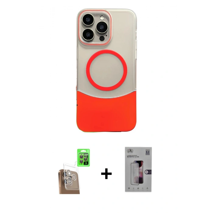 MARSİLYAN™- iPhone 16 Pro Kılıf Kozmos Form Özel Seri - Siyah Bilvis 3D Mat Cam Ekran Koruyucu + Raze Metal Kamera Lens - CLTM