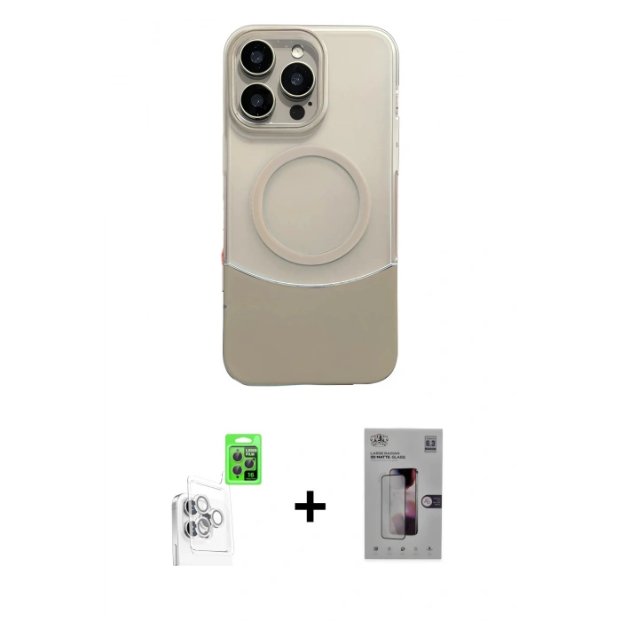 MARSİLYAN™- iPhone 16 Pro Kılıf Kozmos Form Özel Seri - Siyah Bilvis 3D Mat Cam Ekran Koruyucu + Raze Metal Kamera Lens - BZ