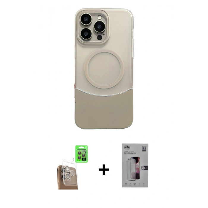 MARSİLYAN™- iPhone 16 Pro Kılıf Kozmos Form Özel Seri - Siyah Bilvis 3D Mat Cam Ekran Koruyucu + Raze Metal Kamera Lens - CLTM