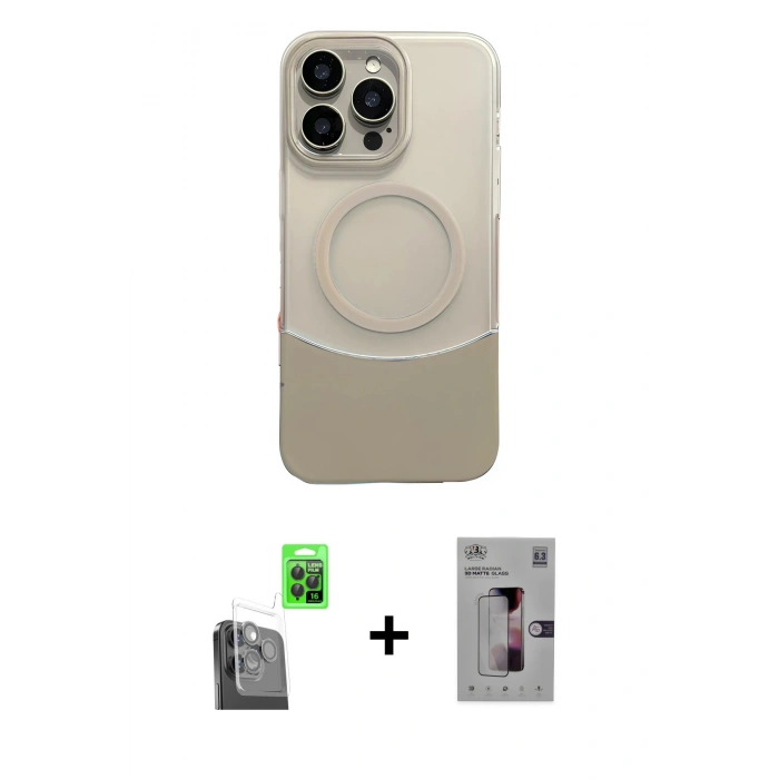 MARSİLYAN™- iPhone 16 Pro Kılıf Kozmos Form Özel Seri - Siyah Bilvis 3D Mat Cam Ekran Koruyucu + Siyah Raze Metal Kamera Lens