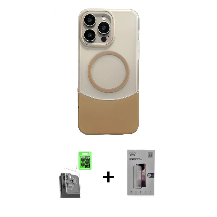 MARSİLYAN™- iPhone 16 Pro Kılıf Kozmos Form Özel Seri - Siyah Bilvis 3D Mat Cam Ekran Koruyucu + Siyah Raze Metal Kamera Lens