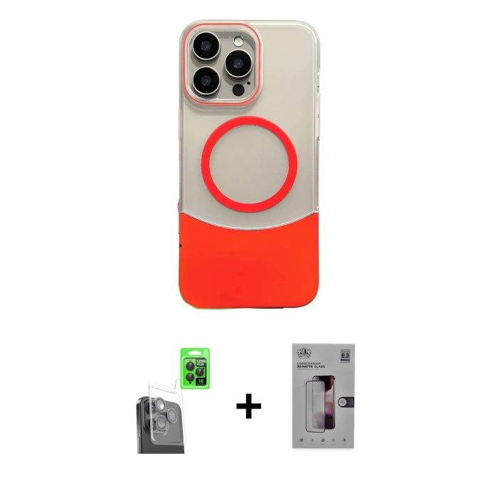 MARSİLYAN™- iPhone 16 Pro Kılıf Kozmos Form Özel Seri - Siyah Bilvis 3D Mat Cam Ekran Koruyucu + Siyah Raze Metal Kamera Lens