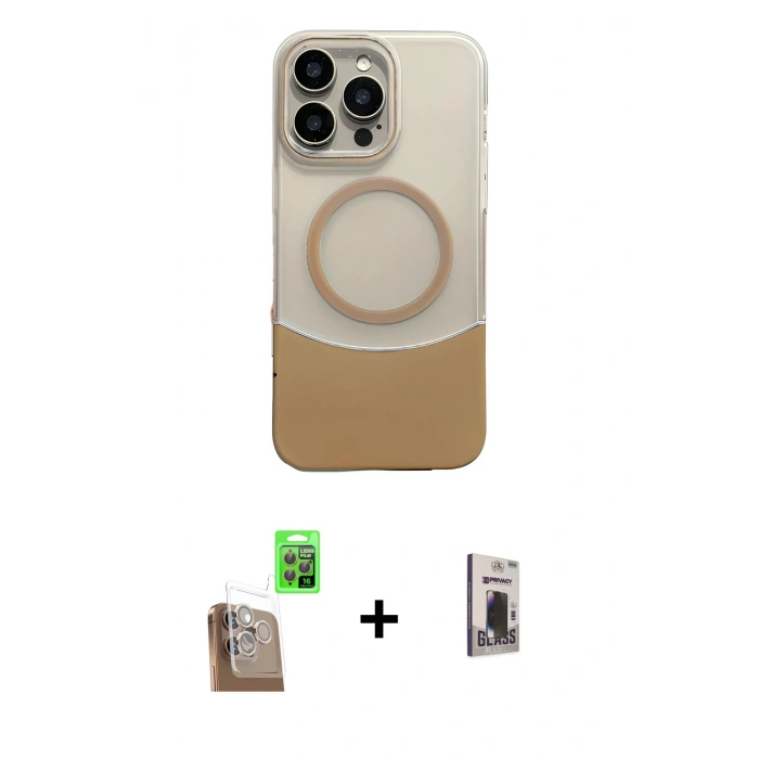 MARSİLYAN™- iPhone 16 Pro Kılıf Kozmos Form Özel Seri - Siyah Bilvis Hayalet Cam Ekran Koruyucu + Raze Metal Kamera Lens - CLTM