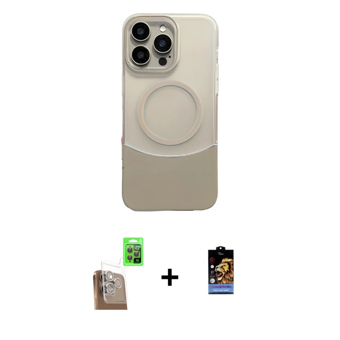 MARSİLYAN™- iPhone 16 Pro Kılıf Kozmos Form Özel Seri - Siyah Buffer Hayalet Cam Ekran Koruyucu + Raze Metal Kamera Lens - CLTM