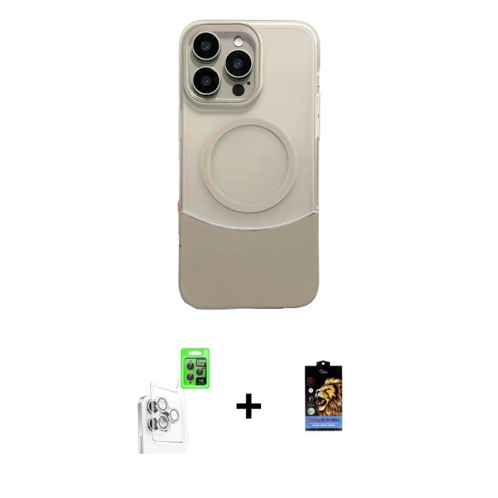 MARSİLYAN™- iPhone 16 Pro Kılıf Kozmos Form Özel Seri - Siyah Buffer Hayalet Cam Ekran Koruyucu + Raze Metal Kamera Lens - BZ