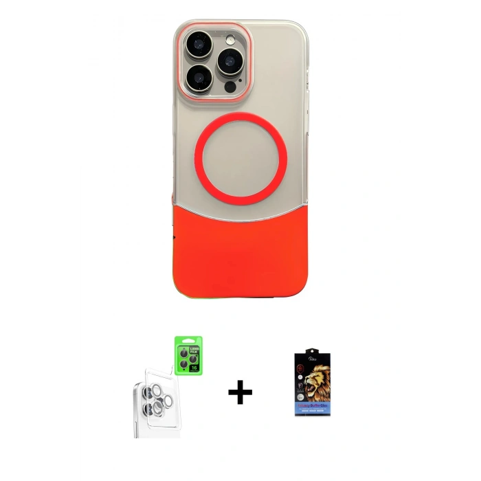 MARSİLYAN™- iPhone 16 Pro Kılıf Kozmos Form Özel Seri - Siyah Buffer Hayalet Cam Ekran Koruyucu + Raze Metal Kamera Lens - BZ