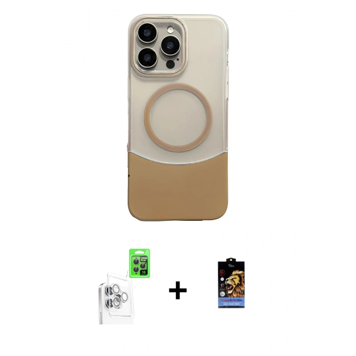 MARSİLYAN™- iPhone 16 Pro Kılıf Kozmos Form Özel Seri - Siyah Buffer Hayalet Cam Ekran Koruyucu + Raze Metal Kamera Lens - BZ