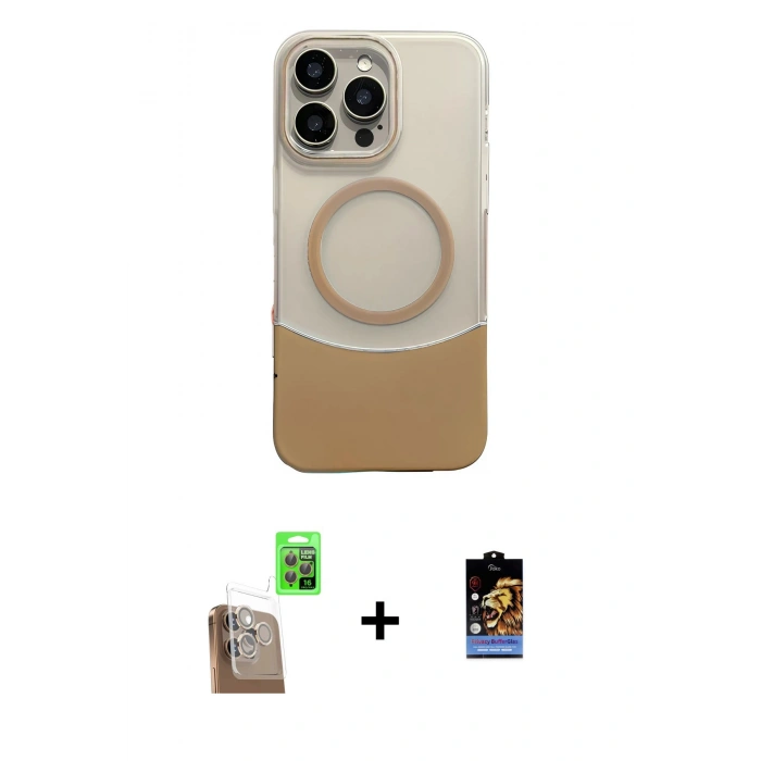 MARSİLYAN™- iPhone 16 Pro Kılıf Kozmos Form Özel Seri - Siyah Buffer Hayalet Cam Ekran Koruyucu + Raze Metal Kamera Lens - CLTM