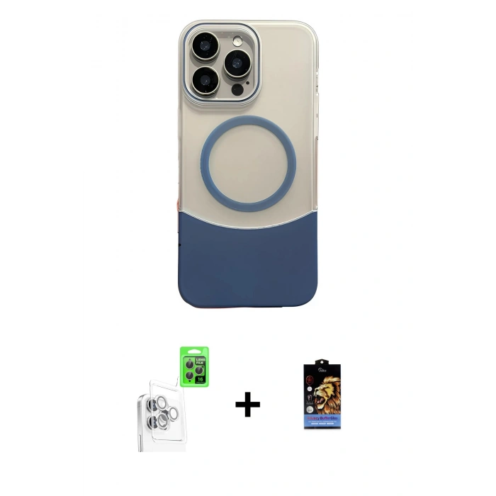MARSİLYAN™- iPhone 16 Pro Kılıf Kozmos Form Özel Seri - Siyah Buffer Hayalet Cam Ekran Koruyucu + Raze Metal Kamera Lens - BZ