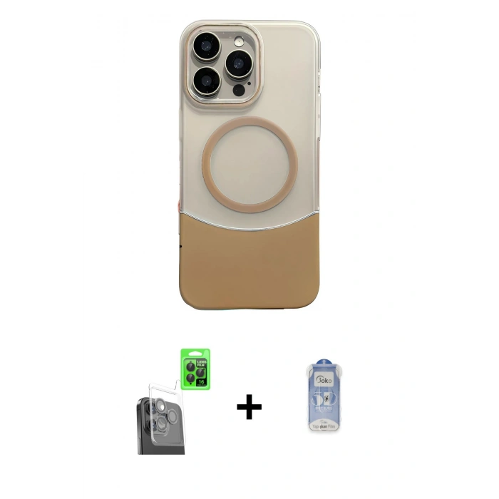 MARSİLYAN™- iPhone 16 Pro Kılıf Kozmos Form Özel Seri - Siyah Joko Magic 5D Cam + Siyah Raze Metal Kamera Lens