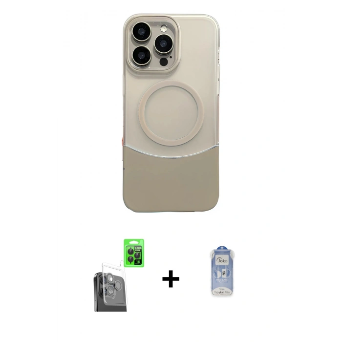 MARSİLYAN™- iPhone 16 Pro Kılıf Kozmos Form Özel Seri - Siyah Joko Magic 5D Cam + Siyah Raze Metal Kamera Lens