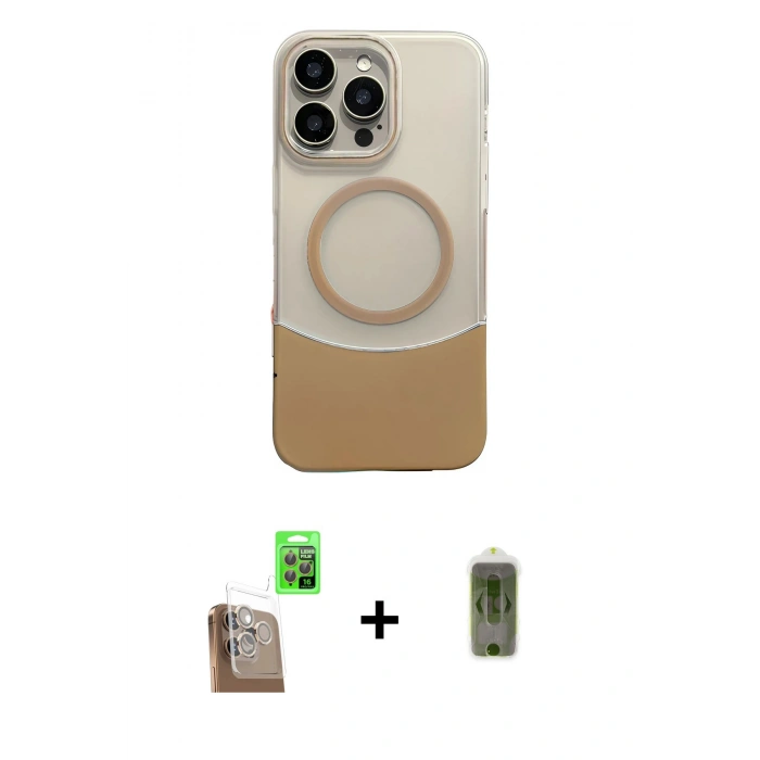 MARSİLYAN™- iPhone 16 Pro Kılıf Kozmos Form Özel Seri - Siyah Joko Magic 5D Hayalet Cam + Raze Metal Kamera Lens - CLTM