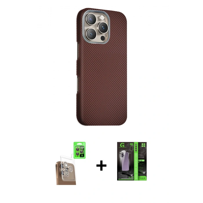 MARSİLYAN™- iPhone 16 Pro Kılıf Kozmos Klasik Prime - Şeffaf 360 Full Body Arka Koruyucu + Raze Metal Kamera Lens - CLTM