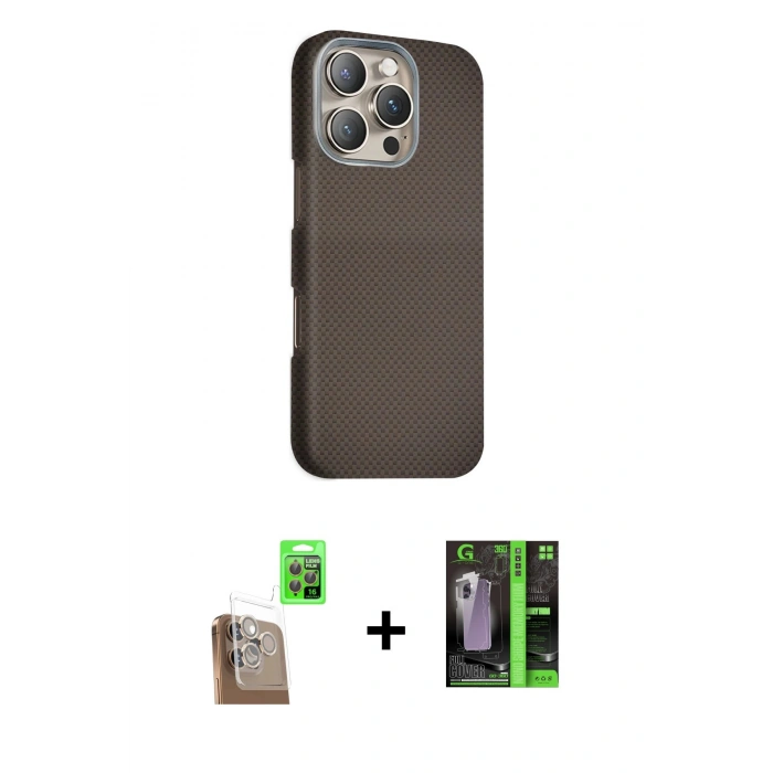 MARSİLYAN™- iPhone 16 Pro Kılıf Kozmos Klasik Prime - Şeffaf 360 Full Body Arka Koruyucu + Raze Metal Kamera Lens - CLTM