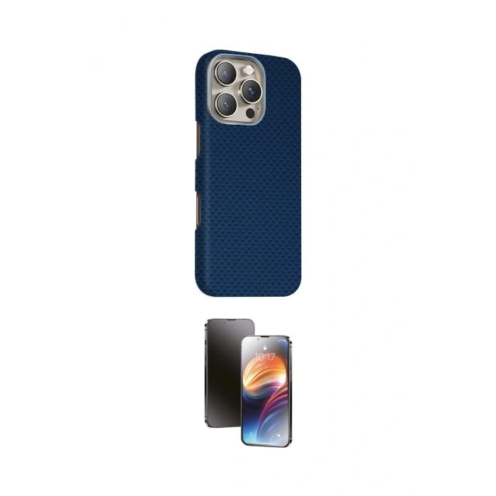MARSİLYAN™- iPhone 16 Pro Kılıf Kozmos Klasik Prime - Siyah 3D Antistatik Mat Seramik Nano Ekran Koruyucu