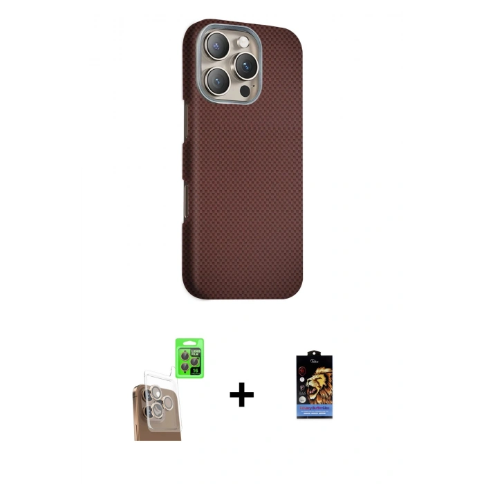 MARSİLYAN™- iPhone 16 Pro Kılıf Kozmos Klasik Prime - Siyah Buffer Hayalet Cam Ekran Koruyucu + Raze Metal Kamera Lens - CLTM