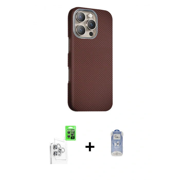 MARSİLYAN™- iPhone 16 Pro Kılıf Kozmos Klasik Prime - Siyah Joko Magic 5D Cam + Raze Metal Kamera Lens - BZ