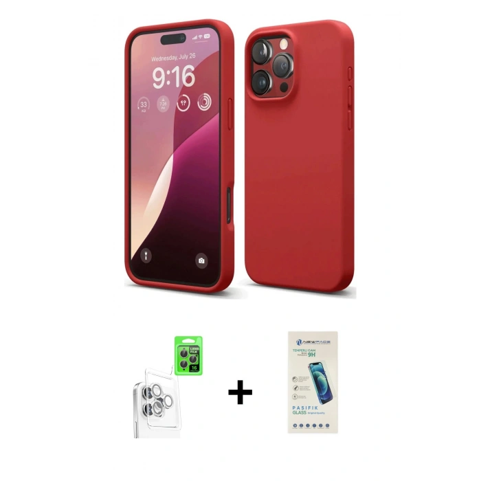 MARSİLYAN™- iPhone 16 Pro Kılıf Kozmos Yansıma Özel Seri - Şeffaf Pasifik Cam Ekran Koruyucu + Raze Metal Kamera Lens - BZ