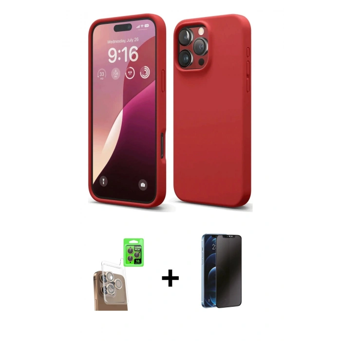 MARSİLYAN™- iPhone 16 Pro Kılıf Kozmos Yansıma Özel Seri - Siyah 3D Antistatik Hayalet Cam Ekran Koruyucu + Raze Metal Kamera Lens - CLTM