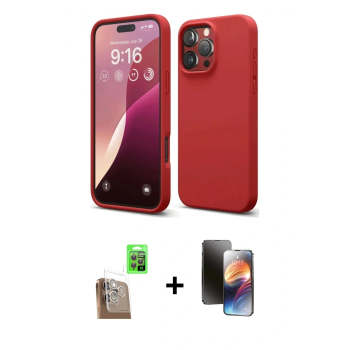 MARSİLYAN™- iPhone 16 Pro Kılıf Kozmos Yansıma Özel Seri - Siyah 3D Antistatik Mat Seramik Nano Ekran Koruyucu + Çöl Titanyum Raze Metal Kamera Lens