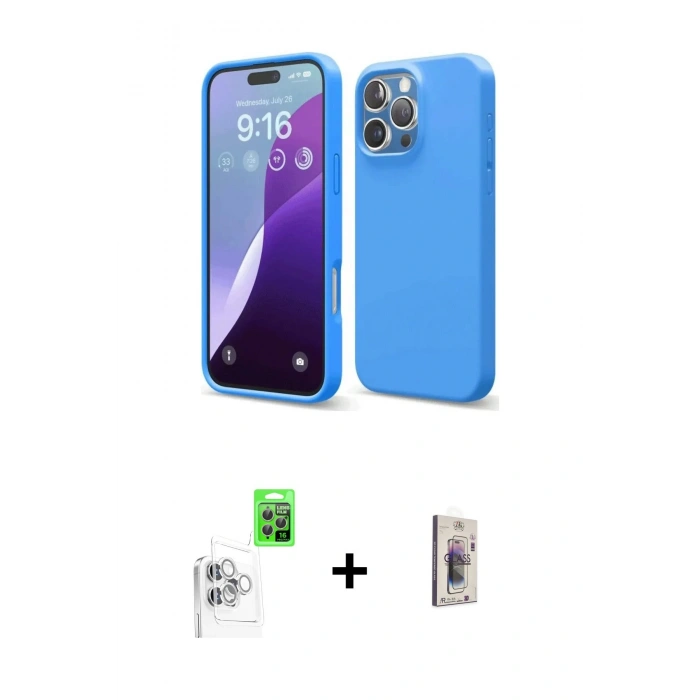 MARSİLYAN™- iPhone 16 Pro Kılıf Kozmos Yansıma Özel Seri - Siyah Bilvis 3D Cam Ekran Koruyucu + Raze Metal Kamera Lens - BZ