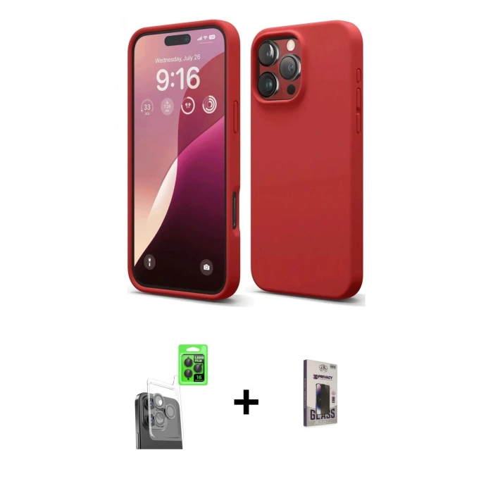 MARSİLYAN™- iPhone 16 Pro Kılıf Kozmos Yansıma Özel Seri - Siyah Bilvis Hayalet Cam Ekran Koruyucu + Raze Metal Kamera Lens - SH