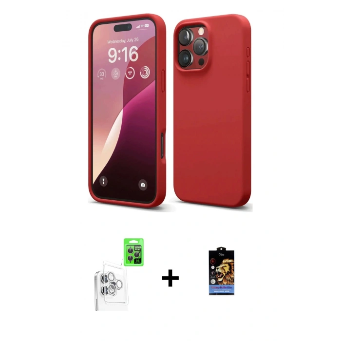 MARSİLYAN™- iPhone 16 Pro Kılıf Kozmos Yansıma Özel Seri - Siyah Buffer Hayalet Cam Ekran Koruyucu + Raze Metal Kamera Lens - BZ