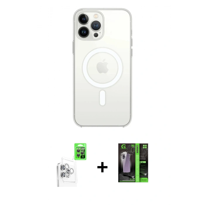 MARSİLYAN™- iPhone 16 Pro Kılıf Kutup Klasik Serisi - Şeffaf 360 Full Body Arka Koruyucu + Raze Metal Kamera Lens - BZ