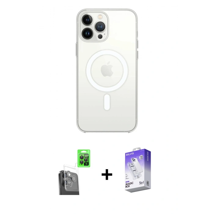 MARSİLYAN™- iPhone 16 Pro Kılıf Kutup Klasik Serisi - Siyah Bilvis 5in1 3D Magic Cam Ekran Koruyucu + Raze Metal Kamera Lens - SH
