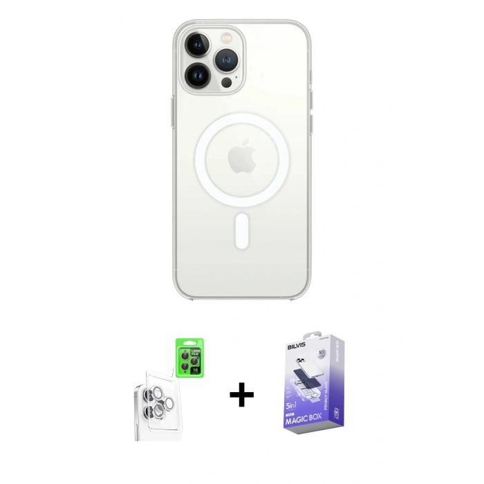 MARSİLYAN™- iPhone 16 Pro Kılıf Kutup Klasik Serisi - Siyah Bilvis 5in1 5D Magic Hayalet Cam Ekran Koruyucu + Raze Metal Kamera Lens - BZ