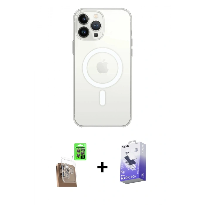 MARSİLYAN™- iPhone 16 Pro Kılıf Kutup Klasik Serisi - Siyah Bilvis 5in1 5D Magic Hayalet Cam Ekran Koruyucu + Raze Metal Kamera Lens - CLTM