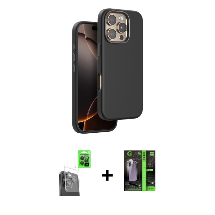 MARSİLYAN™- iPhone 16 Pro Kılıf Kutup Modern - Şeffaf 360 Full Body Arka Koruyucu + Raze Metal Kamera Lens - SH